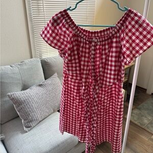 She + Sky Red Checkered Dress